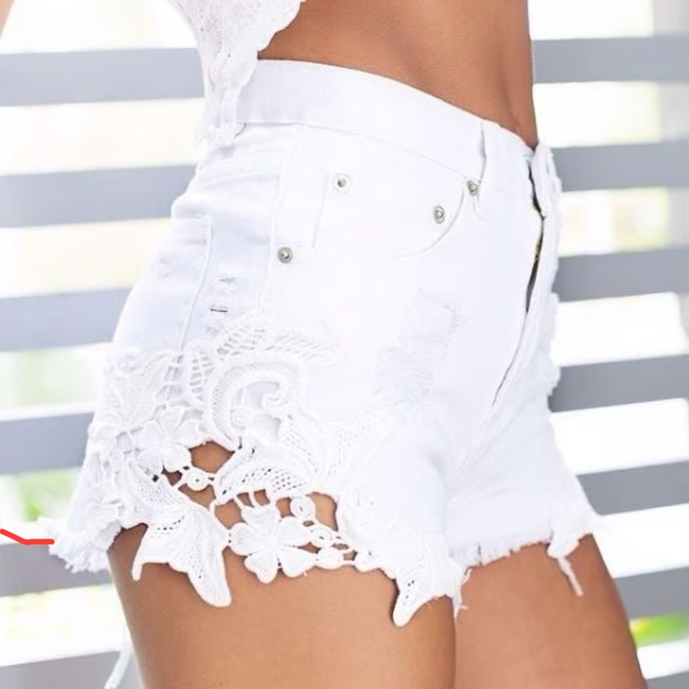 Pacsun white shorts with lace detail.